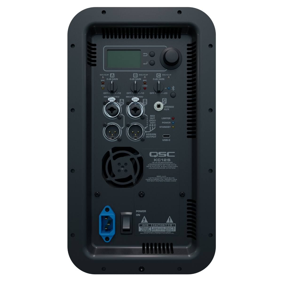 QSC KC12 K Column Active 3 Way Column Loudspeaker System in Black