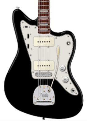 Fender American Vintage II 1966 Jazzmaster, AAA Flame Maple Neck, Rosewood Fingerboard, Black w/ matching headcap