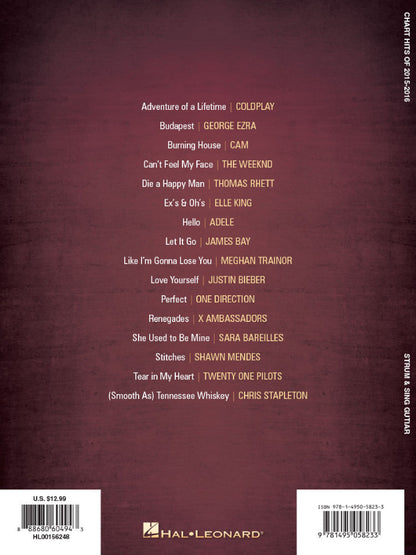 Chart Hits of 2015-2016 Strum & Sing Guitar Tab