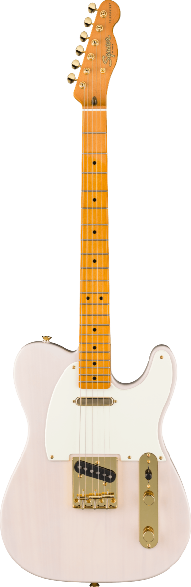 Squier FSR Classic Vibe '50s Telecaster, Maple Fingerboard, Parchment Pickguard in Gold Hardware, White Blonde