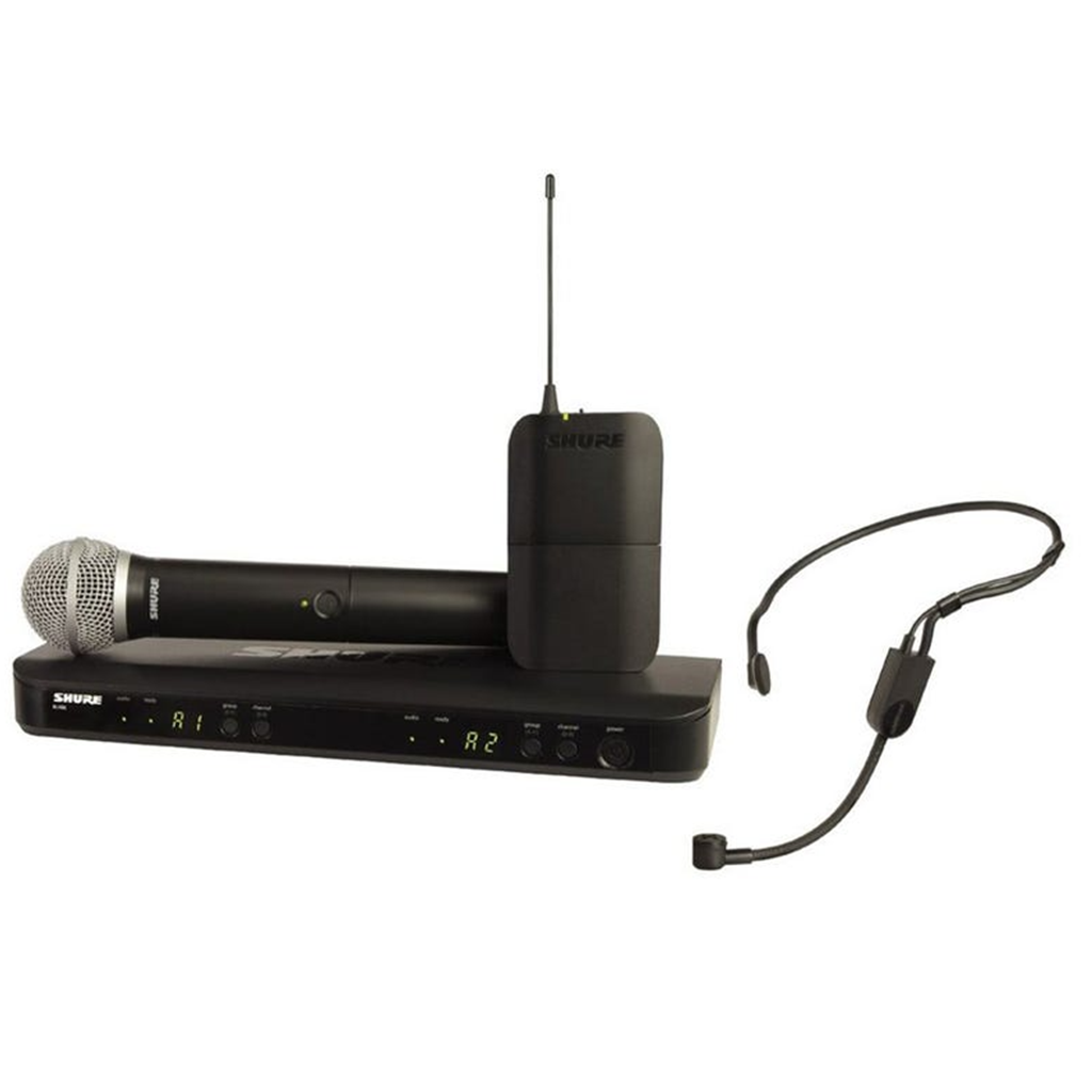 Shure Wireless Dual Mic System BLX1 Tx; PGA31 & BLX2PG58 Mic; BLX88 RX; Auto Setup 614-638MHz