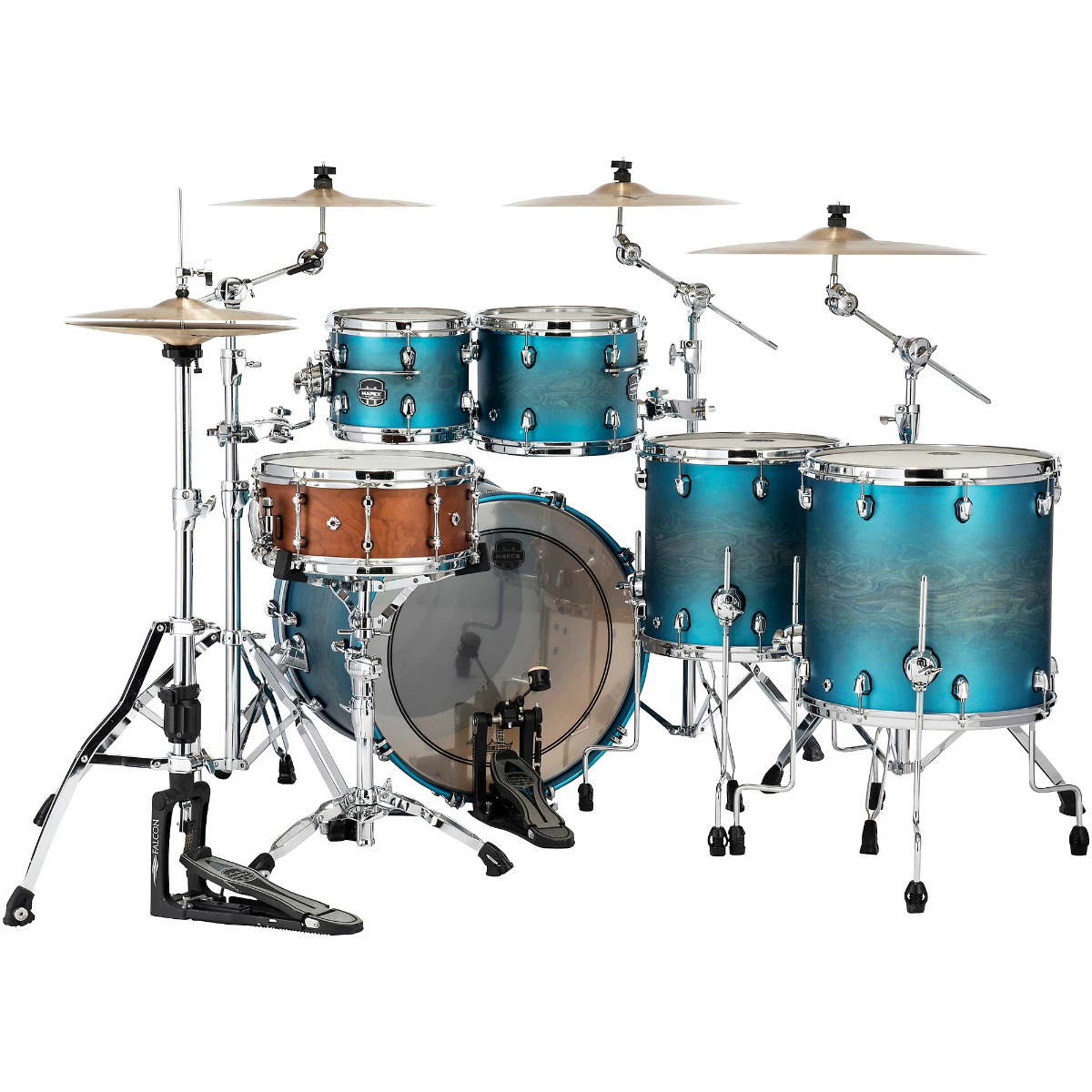Mapex Saturn Evolution Workhorse 5-Piece Shell Pack in Exotic Azure Burst Lacquer