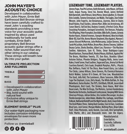 Ernie Ball Medium Light Earthwood Bell Bronze Acoustic Guitar Strings 12-54 Gauge