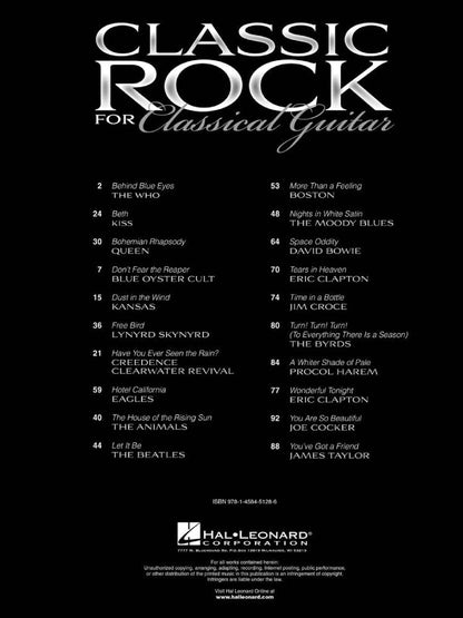 Classic Rock for Classical Guitar Tab
