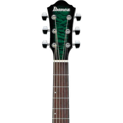 Ibanez AEWC16QA Acoustic Guitar in Transparent Emerald Burst High Gloss top, Natural High Gloss back and sides