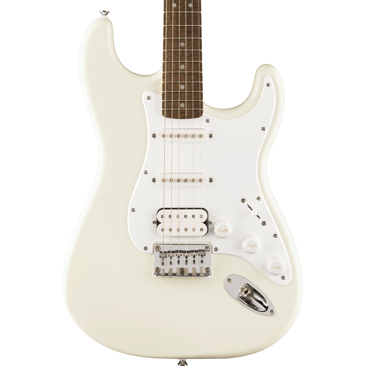 Squier FSR Squier Sonic Stratocaster HT HSS, Laurel Fingerboard, White Pickguard in Arctic White