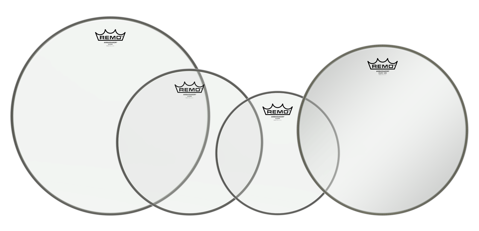 Remo Clear Ambassador Drum Head Pro Pack with 14″ Hazy Snare Side Head