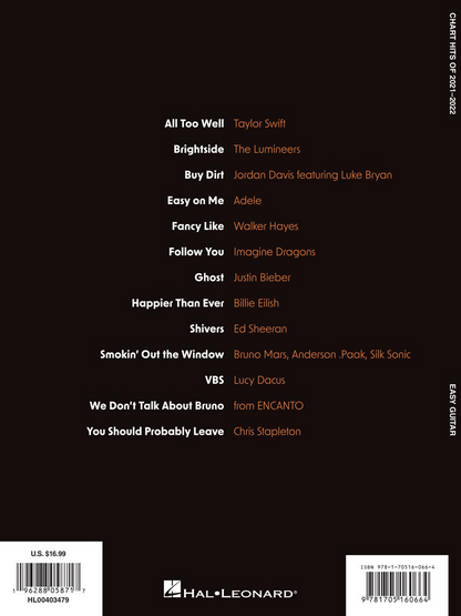 Chart Hits of 2021 to 2022 Easy Guitar Notes & Tab