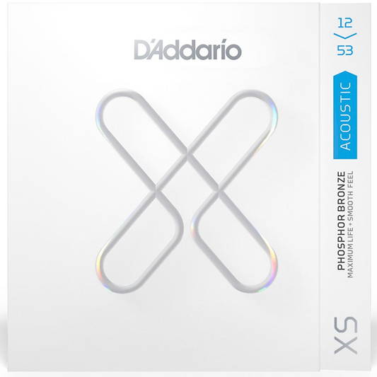 D'Addario XS Coated Phosphor Bronze Acoustic Guitar Strings 12-53 Light Gauge
