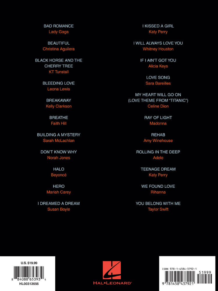 Vocal Pop Original Keys for Female Singers