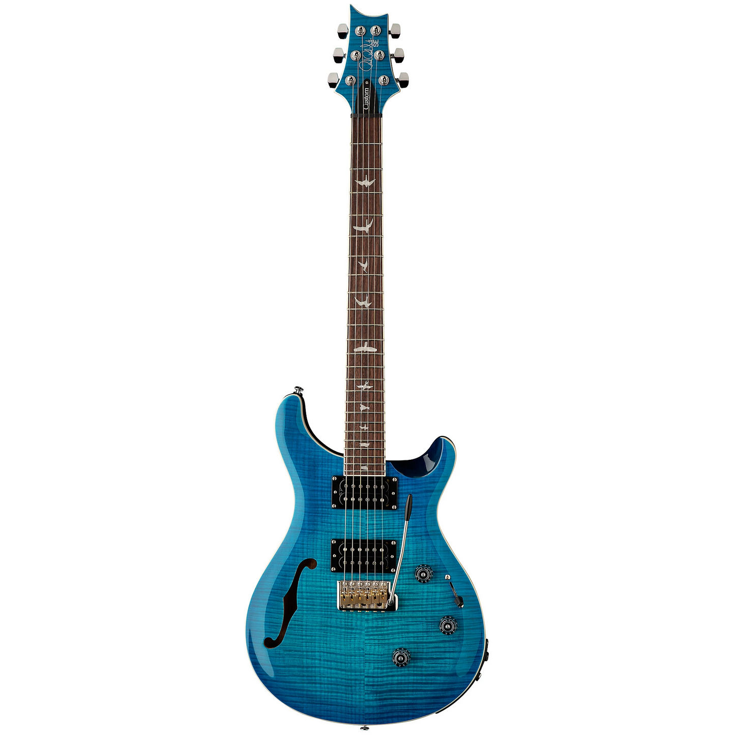 PRS SE Custom 24 Semi Hollow Piezo Electric Guitar in Lake Blue