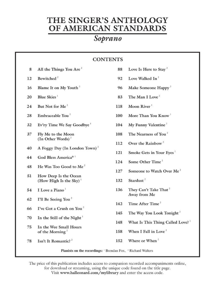The Singer's Anthology of American Standards Soprano Edition BK/OLA