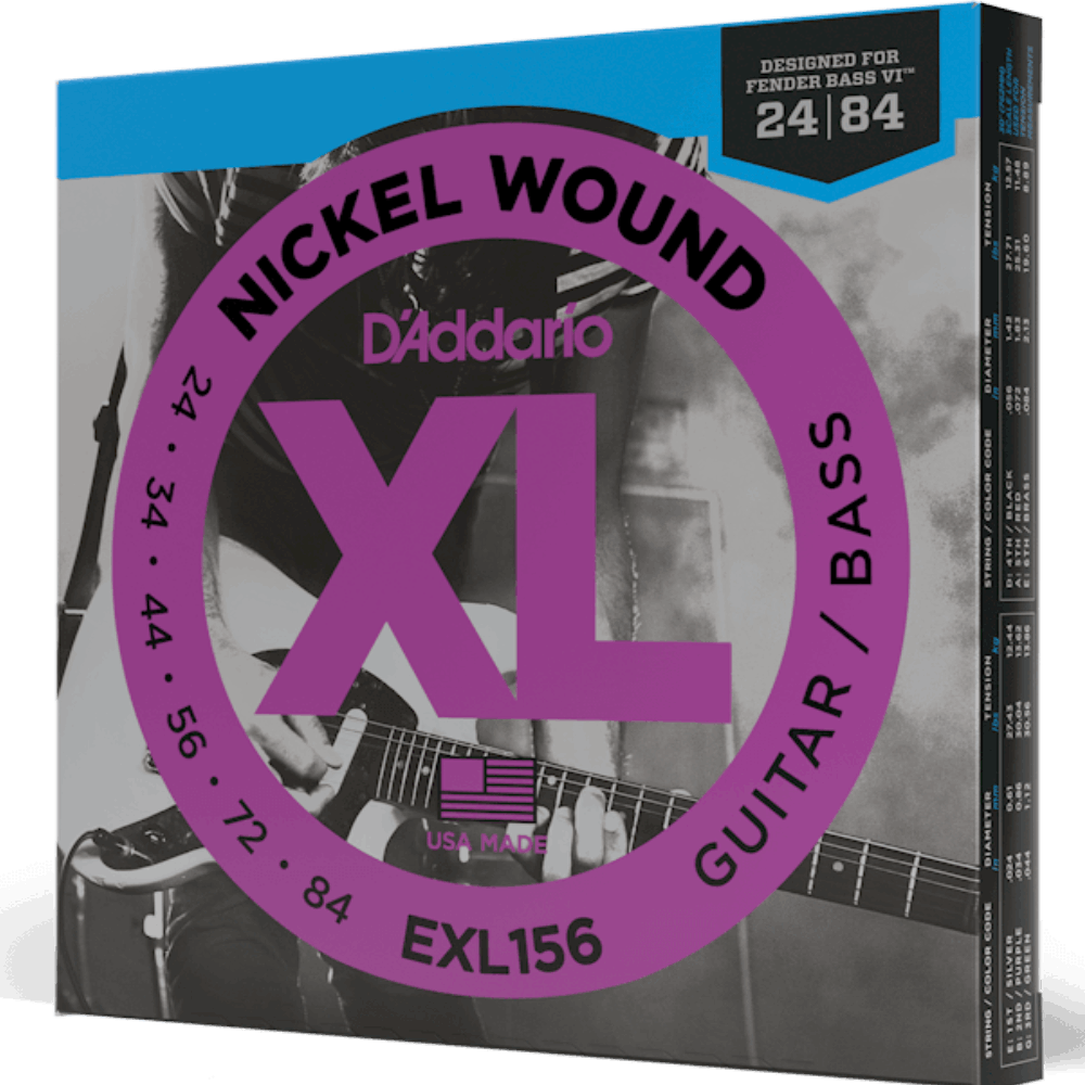D'Addario EXL156 Nickel Wound Fender Bass VI Electric Guitar Strings 24-84 Gauge