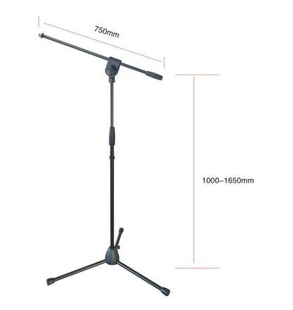 K-Audio Microphone Boom Stand with Heavy Duty Die-Cast Base - Black