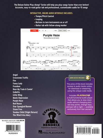 Jimi Hendrix Deluxe Guitar Play Along Volume 24 Bk/Ola