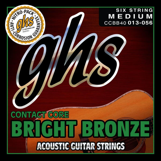 GHS CCBB40 Contact Core Bright Bronze Acoustic Guitar Strings 13-56 Gauge
