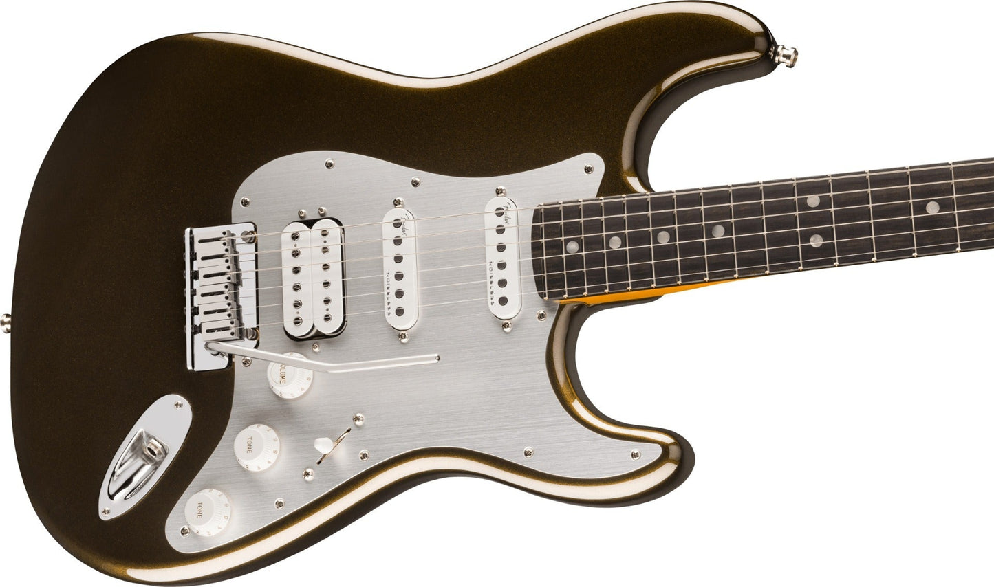 Fender American Ultra II Stratocaster HSS, Ebony Fingerboard in Texas Tea