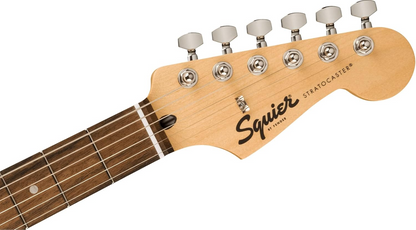 Squier FSR Squier Sonic Stratocaster, Laurel Fingerboard, Black Pickguard in Arctic White
