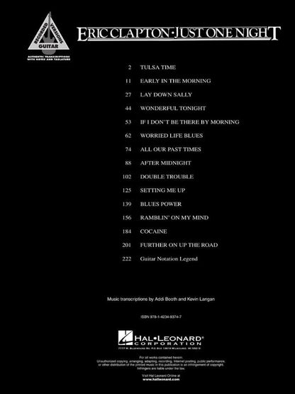 Eric Clapton Just One Night Recorded Version Guitar Tab