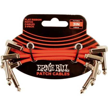 Ernie Ball 3” Flat Ribbon Patch Cable 3 Pack in Red
