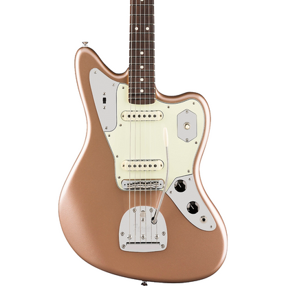 Fender American Professional Classic Jaguar Electric Guitar, Rosewood Fingerboard in Faded Firemist Gold