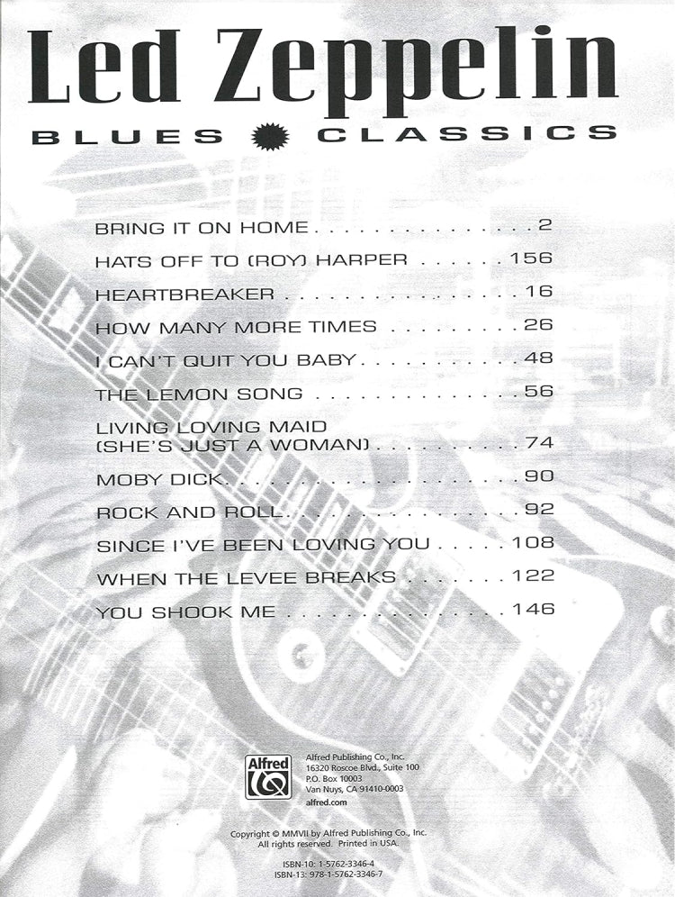 Led Zeppelin Blues Classics Guitar Tab