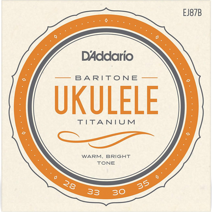 D'Addario Baritone Ukulele Titanium/Silver String Set 28-35 Gauge