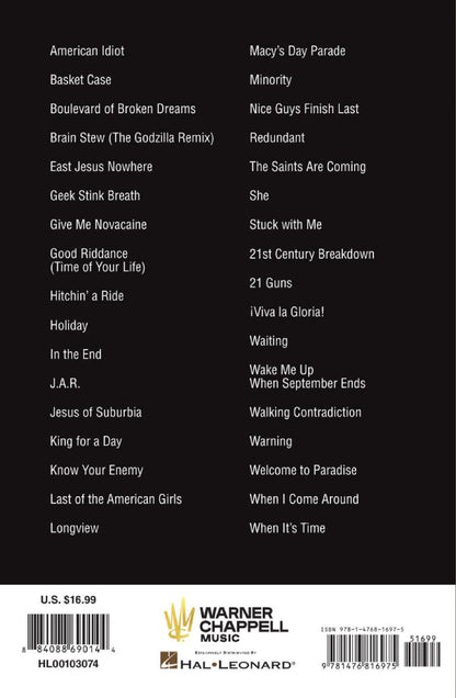 Green Day Guitar Chord Songbook