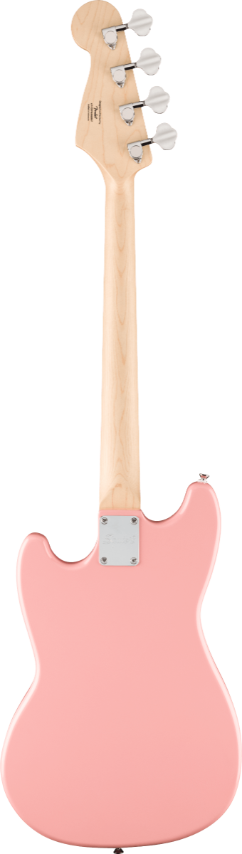 Squier FSR Squier Sonic Bronco Bass, Maple Fingerboard, White Pickguard in Shell Pink