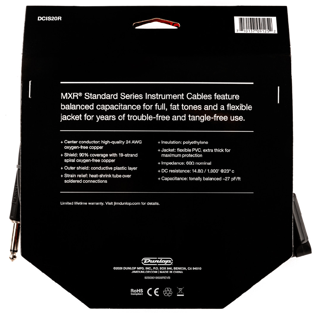MXR 20 FT Standard Straight to Right Angle Instrument Cable