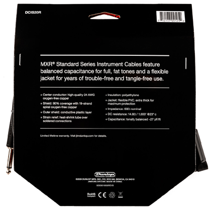 MXR 20 FT Standard Straight to Right Angle Instrument Cable