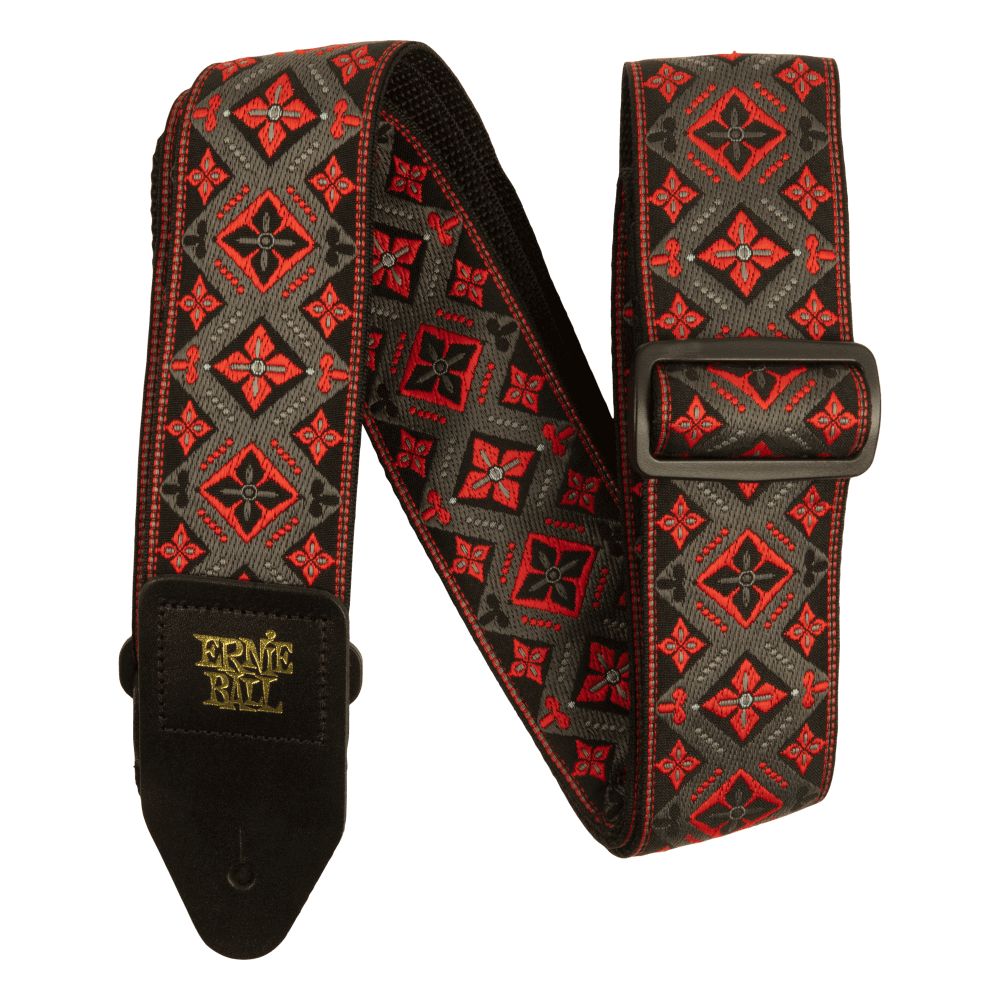 Ernie Ball Classis Jacquard Guitar Or Bass Strap in Red King