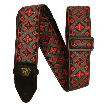 Ernie Ball Classis Jacquard Guitar Or Bass Strap in Red King