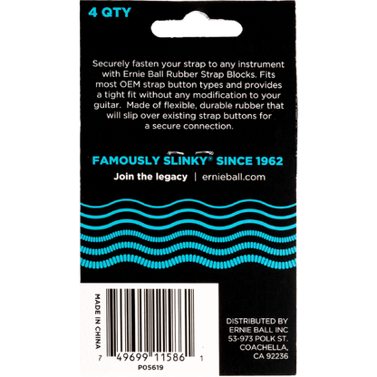 Ernie Ball Strap Blocks 4pk in Blue