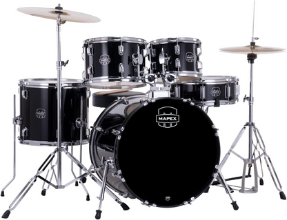 Mapex Comet 5-Piece Rock Drum Kit (22" Bass Drum) w/Cymbals and Hardware  in Dark Black