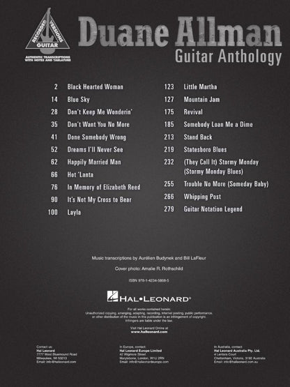 Duane Allman Guitar Anthology Recorded Version Guitar Tab