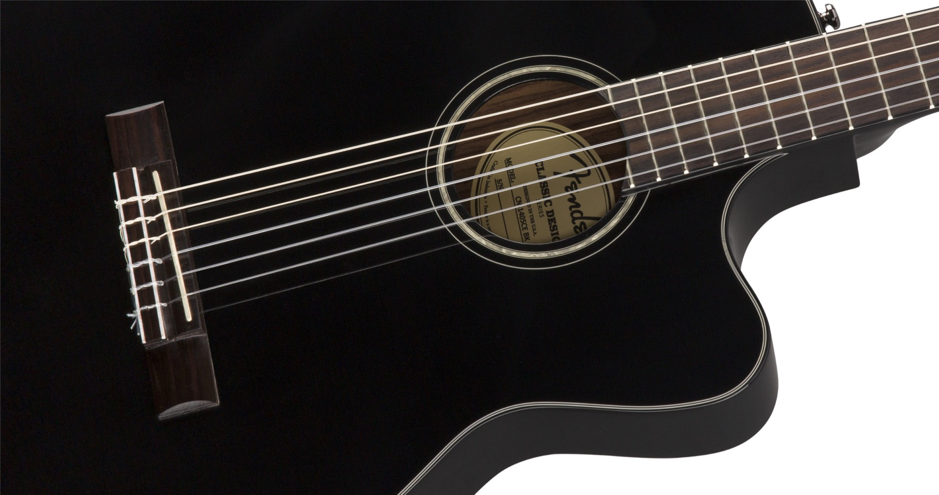 Fender CN140SCE Nylon Thinline, Walnut Fingerboard in Black