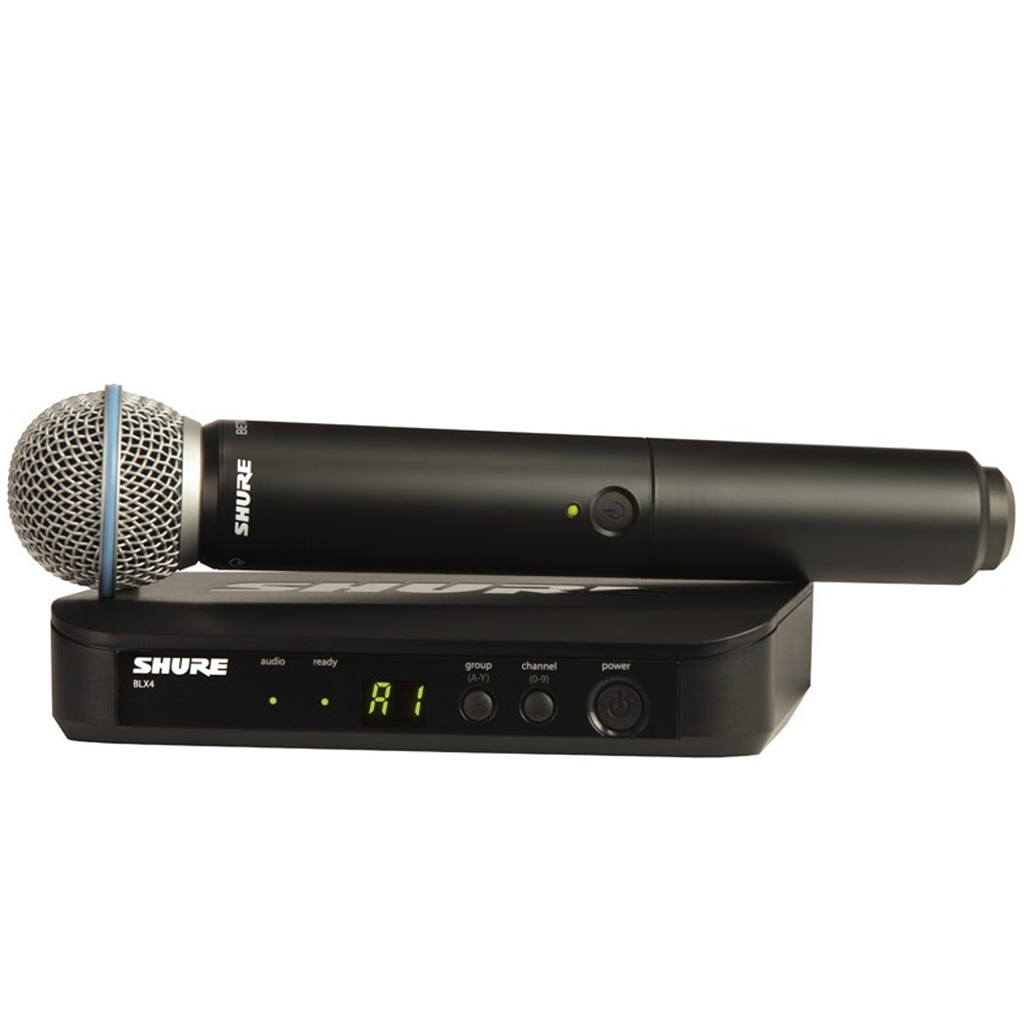 Shure Wireless Handheld System BLX2 Tx; BETA58 Mic; BLX4 Rx Auto Setup 614-638MHz