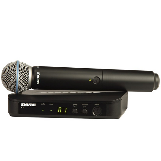 Shure Wireless Handheld System BLX2 Tx; BETA58 Mic; BLX4 Rx Auto Setup 614-638MHz