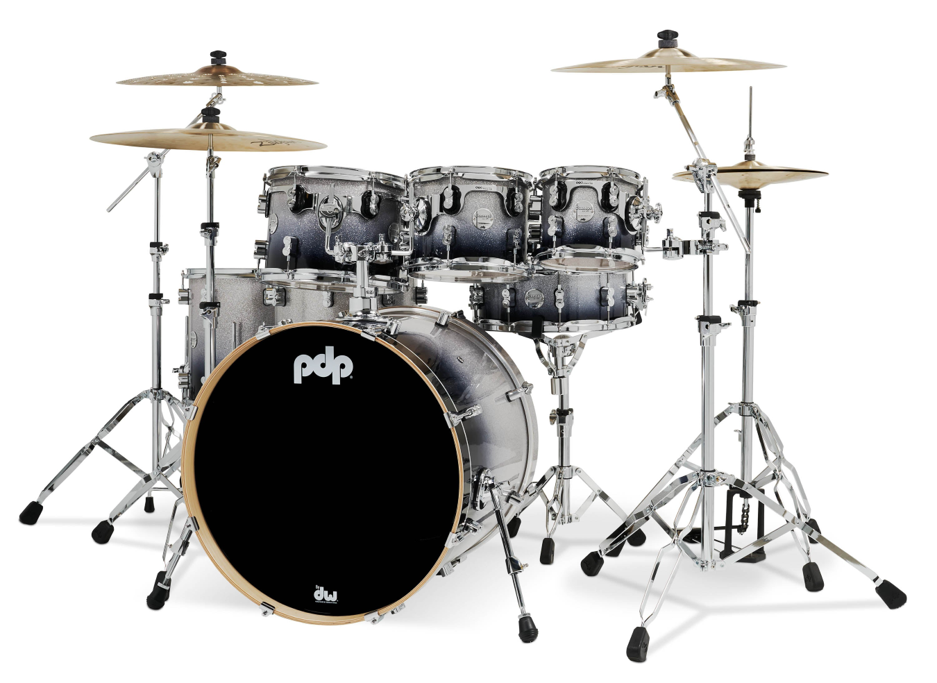 PDP Concept Maple 22 7 Piece Shell Pack in Silver to Black Fade