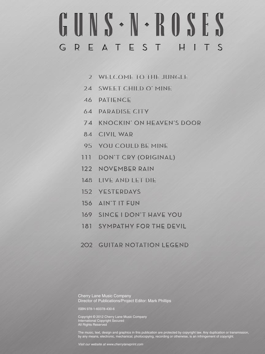 Guns N Roses Greatest Hits Guitar Tab