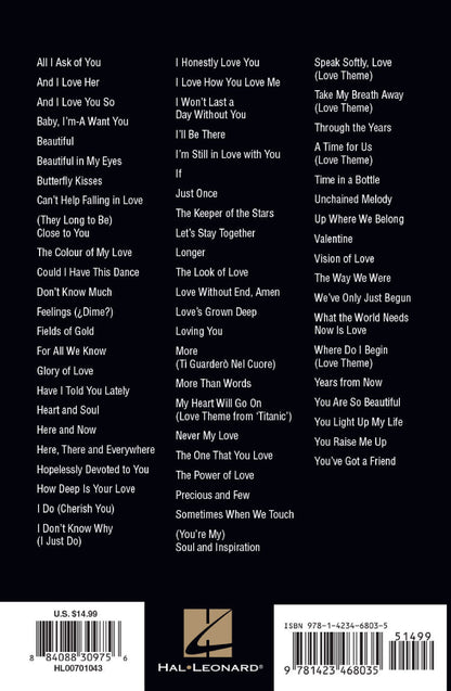 Love Songs Guitar Chord Songbook