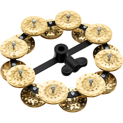 Meinl Percussion HTHH2BBK Headliner Series Hihat Tambourine Dual Row Hammered Brass Jingles 5"