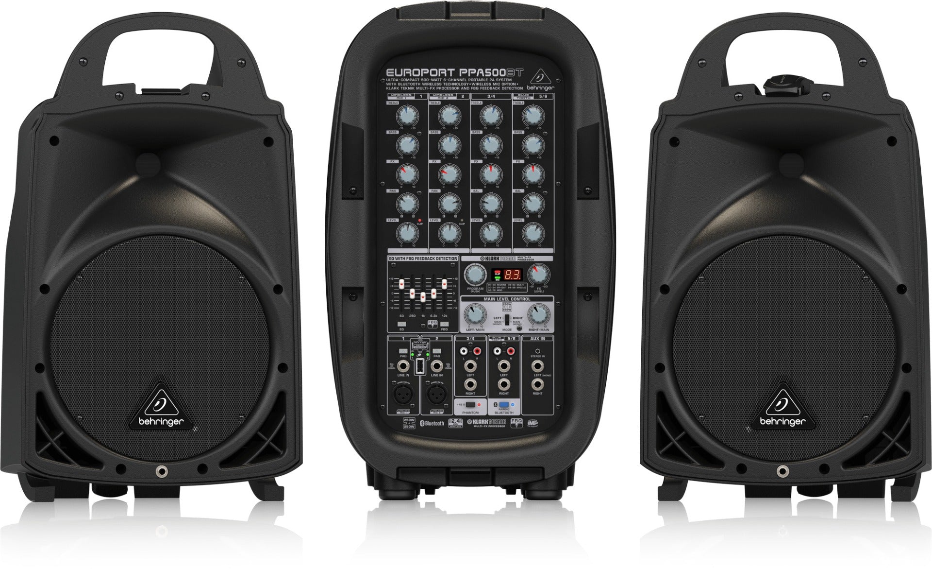 Behringer Europort PPA500BT Ultra Compact 500W 6 Channel Portable PA System