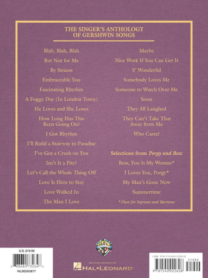 The Singers Anthology of Gershwin Songs Soprano