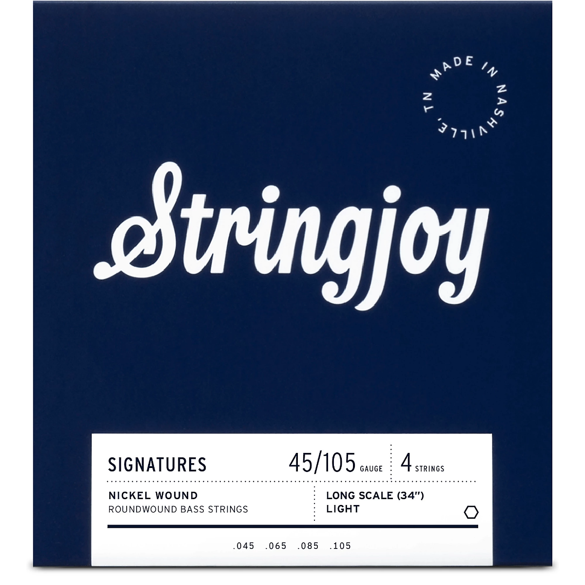 Stringjoy 4 String Short Scale Nickel Wound Bass Guitar Strings 45-105 Light Gauge