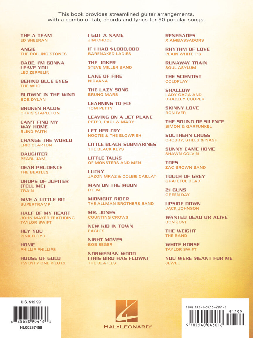 Simple Acoustic Songs The Easiest Easy Guitar Songbook Ever