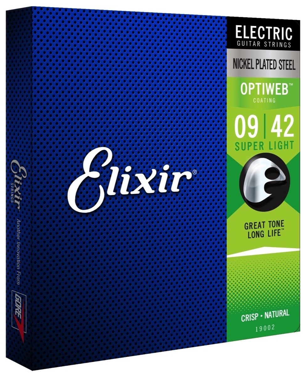 Elixir 19002 Optiweb Electric Guitar Strings Super Light 9-42 Gauge