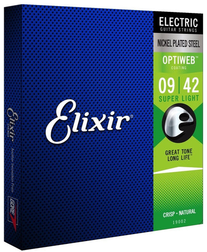 Elixir 19002 Optiweb Electric Guitar Strings Super Light 9-42 Gauge