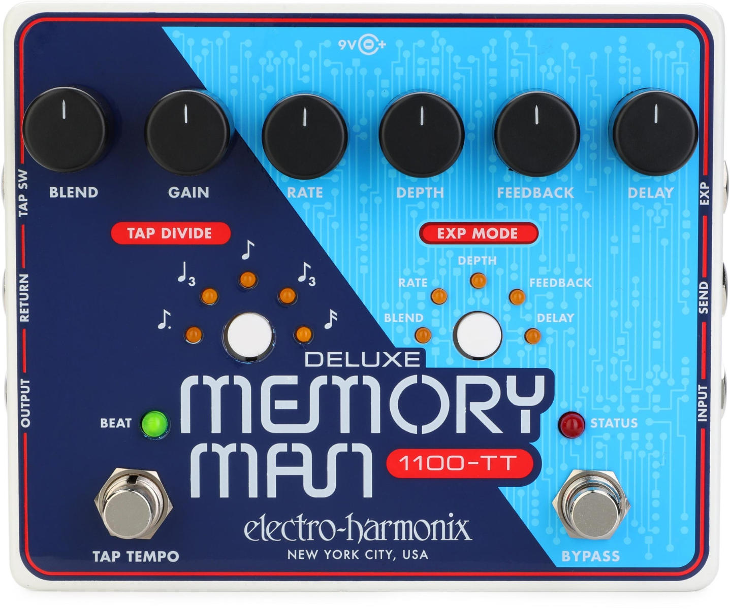 Electro-Harmonix Deluxe Memory Man 1100-TT Delay Pedal with Tap Temp